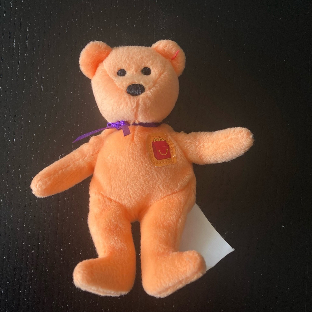 Vintage Collectable Ty Teenie Beanie McDonald's Bear Orange Plush Toy